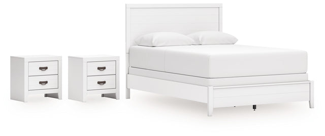 Binterglen 4-Piece Queen Panel Bed with 2 Nightstands (Queen Panel Headboard/Footboard and Slats, Queen/King Panel Rails, Nightstand, Nightstand)