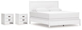 Binterglen 4-Piece King Panel Bed with 2 Nightstands (King/California King Panel Headboard/Footboard and Slats, Queen/King Panel Rails, Nightstand, Nightstand)
