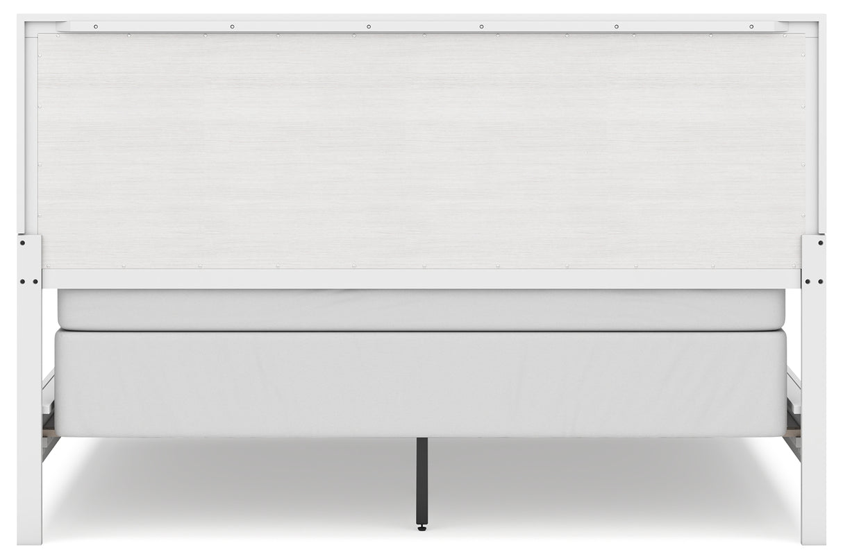 Binterglen 5-Piece California King Panel Bed with Mirrored Dresser and Chest (King/California King Panel Headboard/Footboard and Slats, California King Panel Rails, Dresser, Bedroom Mirror, Chest of Drawers)