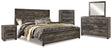 Wynnlow 6-Piece King Panel Bed with Mirrored Dresser, Chest and Nightstand (King Panel Headboard/Footboard, King Panel Rails, Dresser, Bedroom Mirror, Chest of Drawers, Nightstand)