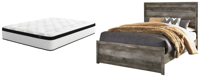 Wynnlow 3-Piece Queen Panel Bed with Mattress (Queen Panel Headboard/Footboard, Queen Panel Rails, Chime 12 Inch Hybrid Queen Mattress in a Box)