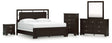 Covetown 6-Piece King Panel Bed with Mirrored Dresser, Chest and Nightstand (King/California King Panel Headboard/Footboard and Slats, Queen/King Panel Rails, Dresser, Bedroom Mirror, Chest of Drawers, Nightstand)