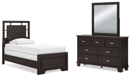 Covetown Twin Panel Bed, Dresser and Mirror (Bed Size: Twin)