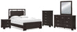 Covetown 7-Piece Queen Panel Bed with Mirrored Dresser, Chest and 2 Nightstands (Queen Panel Headboard/Footboard and Slats, Queen/King Panel Rails, Dresser, Bedroom Mirror, Chest of Drawers, Nightstand, Nightstand)