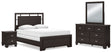 Covetown 5-Piece Queen Panel Bed with Mirrored Dresser and Nightstand (Queen Panel Headboard/Footboard and Slats, Queen/King Panel Rails, Dresser, Bedroom Mirror, Nightstand)