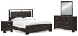 Covetown 5-Piece King Panel Bed with Mirrored Dresser and Nightstand (King/California King Panel Headboard/Footboard and Slats, Queen/King Panel Rails, Dresser, Bedroom Mirror, Nightstand)