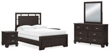 Covetown 6-Piece Full Panel Bed with Mirrored Dresser and 2 Nightstands (Twin/Full Bed Rails, Full Panel Headboard/Footboard and Slats, Dresser, Bedroom Mirror, Nightstand, Nightstand)