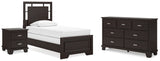 Covetown 4-Piece Twin Panel Bed with Dresser and Nightstand (Twin Panel Headboard/Footboard and Slats, Twin/Full Bed Rails, Dresser, Nightstand)