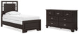 Covetown 3-Piece Twin Panel Bed with Dresser (Twin Panel Headboard/Footboard and Slats, Twin/Full Bed Rails, Dresser)