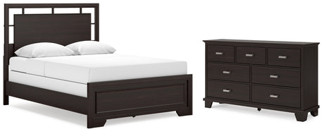 Covetown 3-Piece Queen Panel Bed with Dresser (Queen Panel Headboard/Footboard and Slats, Queen/King Panel Rails, Dresser)