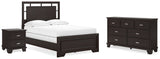 Covetown 4-Piece Full Panel Bed with Dresser and Nightstand (Twin/Full Bed Rails, Full Panel Headboard/Footboard and Slats, Dresser, Nightstand)