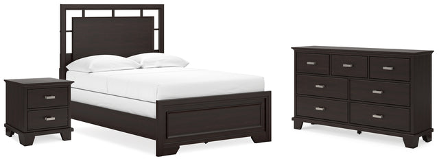 Covetown 4-Piece Full Panel Bed with Dresser and Nightstand (Twin/Full Bed Rails, Full Panel Headboard/Footboard and Slats, Dresser, Nightstand)