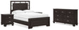 Covetown 5-Piece Full Panel Bed with Dresser and 2 Nightstands (Twin/Full Bed Rails, Full Panel Headboard/Footboard and Slats, Dresser, Nightstand, Nightstand)