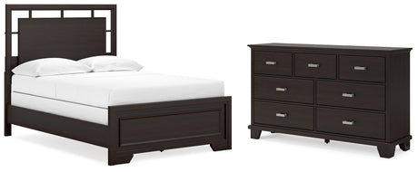 Covetown 3-Piece Full Panel Bed with Dresser (Twin/Full Bed Rails, Full Panel Headboard/Footboard and Slats, Dresser)