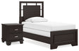 Covetown 3-Piece Twin Panel Bed with Nightstand (Twin Panel Headboard/Footboard and Slats, Twin/Full Bed Rails, Nightstand)