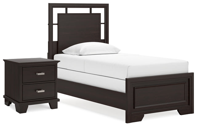 Covetown 3-Piece Twin Panel Bed with Nightstand (Twin Panel Headboard/Footboard and Slats, Twin/Full Bed Rails, Nightstand)