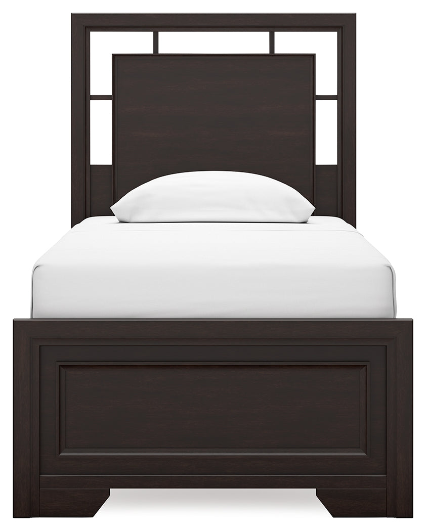 Covetown 5-Piece Twin Panel Bed with Dresser and 2 Nightstands (Twin Panel Headboard/Footboard and Slats, Twin/Full Bed Rails, Dresser, Nightstand, Nightstand)