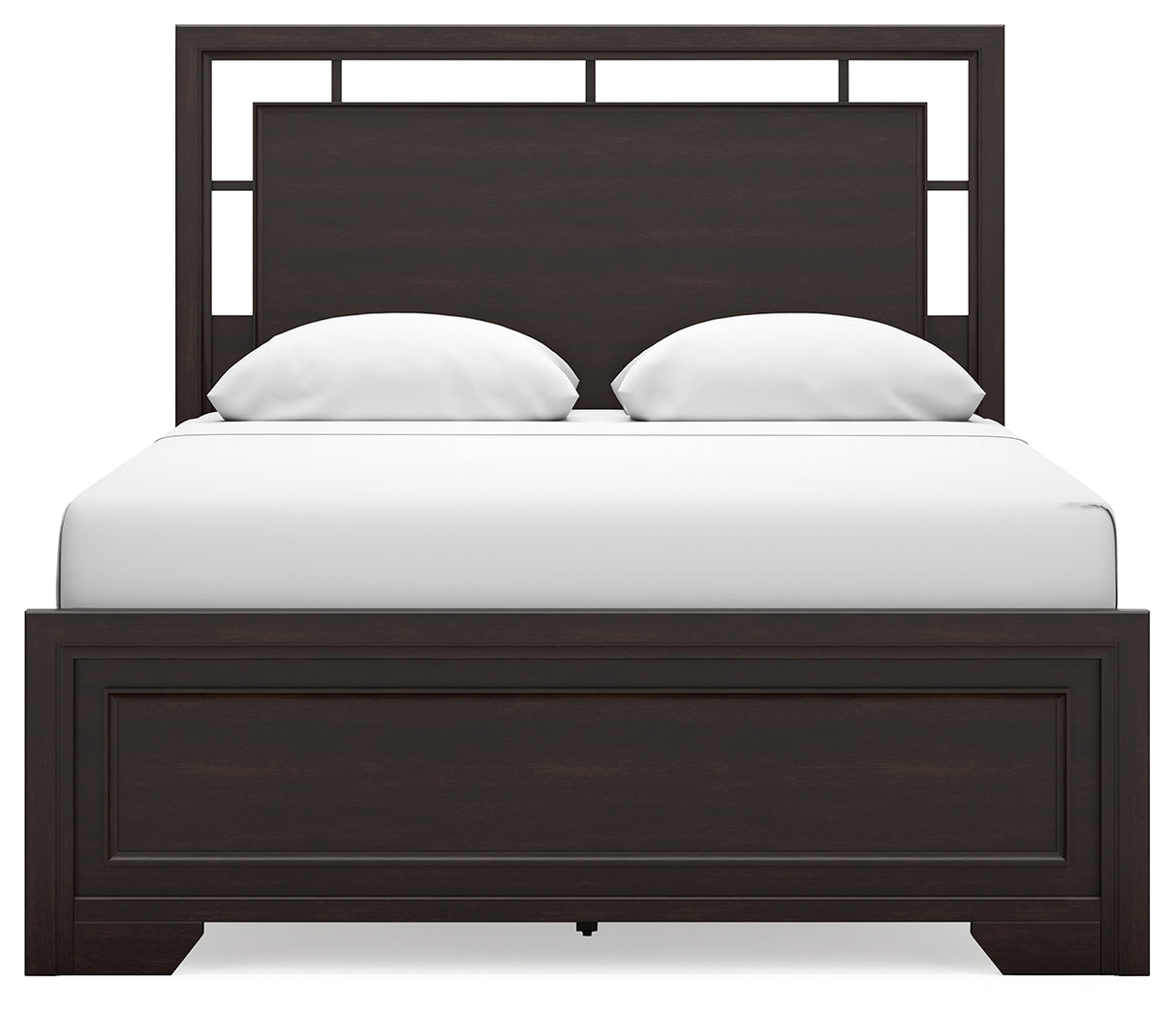 Covetown 6-Piece Queen Panel Bed with Mirrored Dresser, Chest and Nightstand (Queen Panel Headboard/Footboard and Slats, Queen/King Panel Rails, Dresser, Bedroom Mirror, Chest of Drawers, Nightstand)
