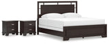 Covetown 4-Piece King Panel Bed with 2 Nightstands (King/California King Panel Headboard/Footboard and Slats, Queen/King Panel Rails, Nightstand, Nightstand)