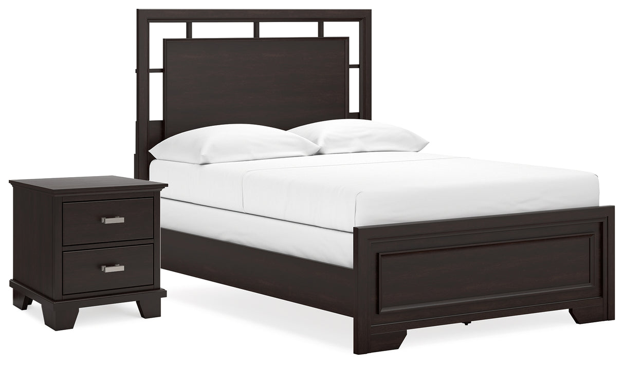 Covetown 3-Piece Full Panel Bed with Nightstand (Twin/Full Bed Rails, Full Panel Headboard/Footboard and Slats, Nightstand)