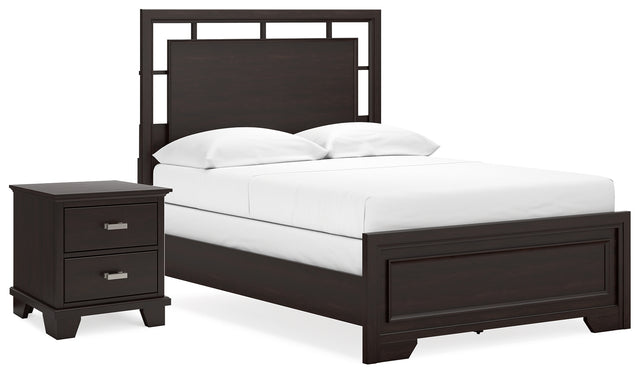 Covetown 3-Piece Full Panel Bed with Nightstand (Twin/Full Bed Rails, Full Panel Headboard/Footboard and Slats, Nightstand)