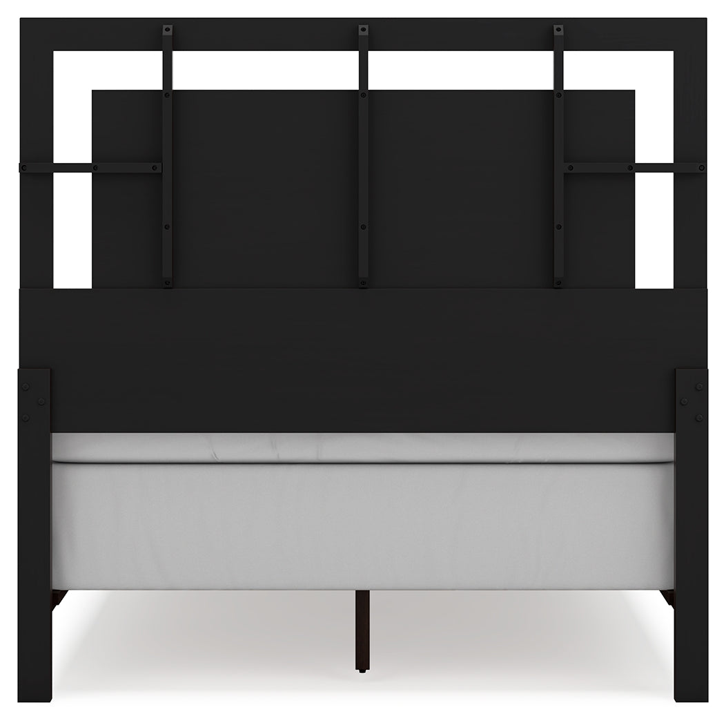 Covetown 4-Piece Full Panel Bed with Mirrored Dresser (Twin/Full Bed Rails, Full Panel Headboard/Footboard and Slats, Dresser, Bedroom Mirror)