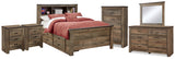 Trinell Full Bookcase Storage Bed, Dresser, Mirror, Chest and 2 Nightstands