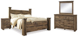 Trinell King Poster Bed, Dresser, Mirror and Nightstand (Bed Size: King)