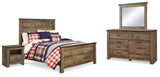 Trinell Full Panel Bed, Dresser, Mirror and Nightstand (Bed Size: Full)