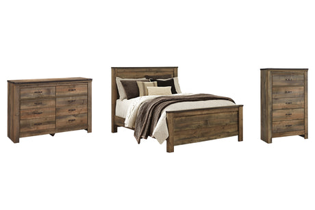 Trinell 5-Piece Queen Panel Bed with Dresser and Chest (Dresser, Chest of Drawers, Queen Panel Footboard, Queen Panel Headboard, Queen Panel Rails)