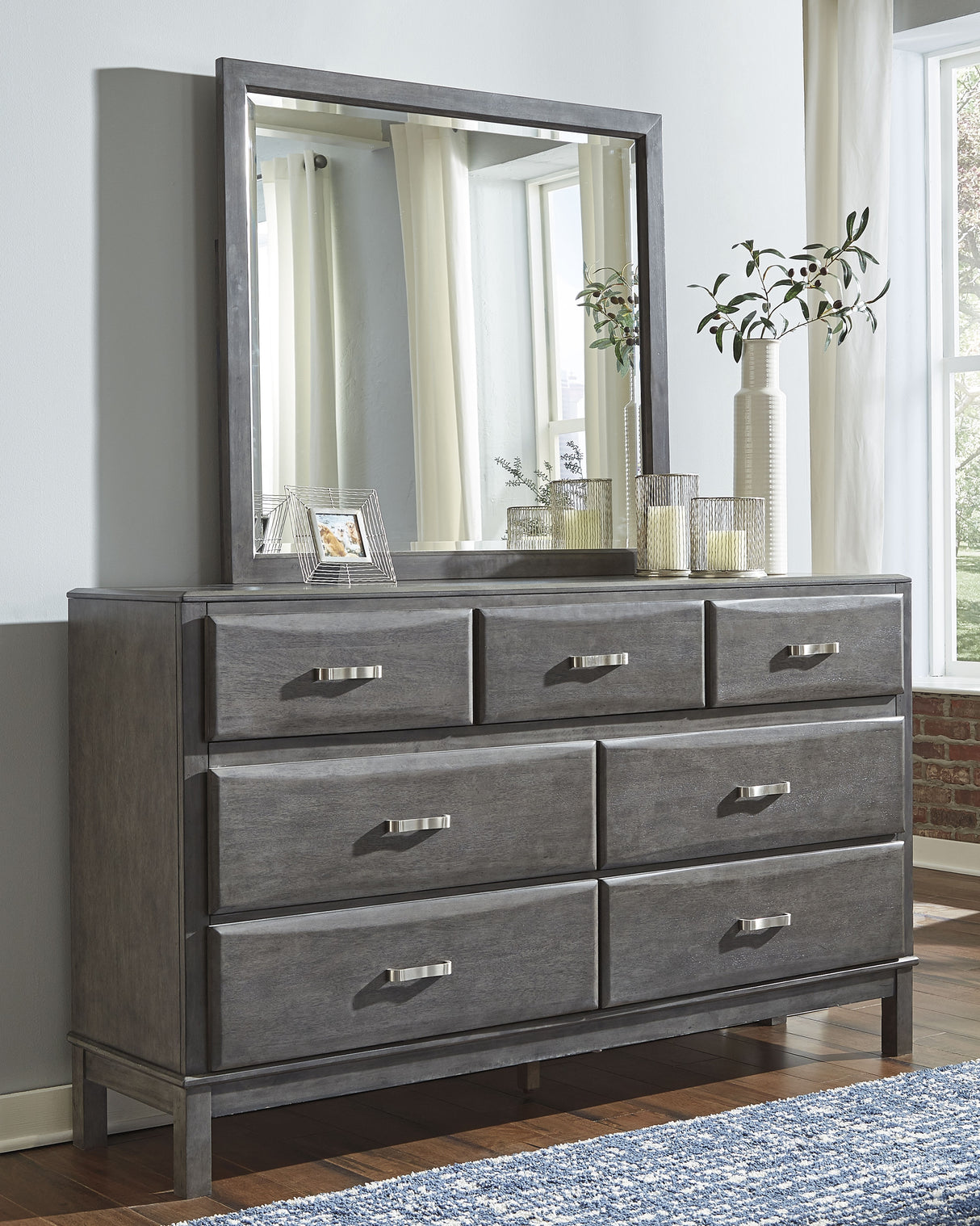 Caitbrook California King Storage Bed, Dresser, Mirror, and Nighstand