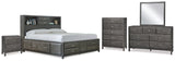 Caitbrook Queen Storage Bed, Dresser, Mirror, Chest and Nightstand (Bed Size: Queen)