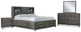 Caitbrook Queen Storage Bed, Dresser, Mirror and Nightstand (Bed Size: Queen)
