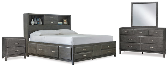 Caitbrook Queen Storage Bed, Dresser, Mirror and Nightstand (Bed Size: Queen)
