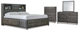 Caitbrook California King Storage Bed, Dresser, Mirror and Chest (Bed Size: California King)