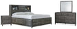 Caitbrook California King Storage Bed, Dresser, Mirror, and Nighstand