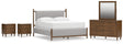 Lyncott 6-Piece California King Upholstered Bed with Mirrored Dresser and 2 Nightstands (King/California King Upholstered Headboard/Footboard/Slats, California King Upholstered Rails, Dresser, Bedroom Mirror, Nightstand, Nightstand)