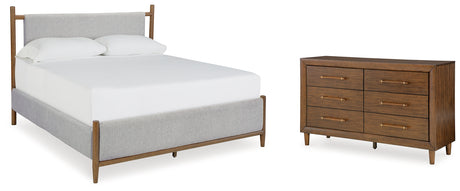 Lyncott 3-Piece King Upholstered Bed with Dresser (King/California King Upholstered Headboard/Footboard/Slats, Queen/King Upholstered Rails, Dresser)
