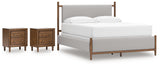 Lyncott 4-Piece California King Upholstered Bed with 2 Nightstands (King/California King Upholstered Headboard/Footboard/Slats, California King Upholstered Rails, Nightstand, Nightstand)