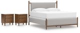Lyncott 4-Piece King Upholstered Bed with 2 Nightstands (King/California King Upholstered Headboard/Footboard/Slats, Queen/King Upholstered Rails, Nightstand, Nightstand)