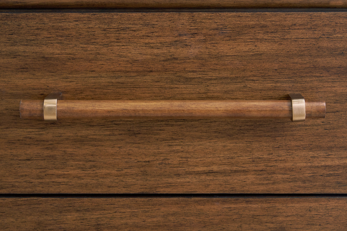 Lyncott 5-Piece California King Upholstered Bed with Mirrored Dresser and Nightstand (King/California King Upholstered Headboard/Footboard/Slats, California King Upholstered Rails, Dresser, Bedroom Mirror, Nightstand)