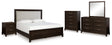 Neymorton 7-Piece Queen Upholstered Panel Bed with Mirrored Dresser, Chest and Nightstand (Queen Panel Footboard with Slats, Queen Upholstered Panel Headboard, Queen/King Panel Rails, Dresser, Bedroom Mirror, Chest of Drawers, Nightstand)