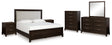 Neymorton 8-Piece Queen Upholstered Panel Bed with Mirrored Dresser, Chest and 2 Nightstands (Queen Panel Footboard with Slats, Queen Upholstered Panel Headboard, Queen/King Panel Rails, Dresser, Bedroom Mirror, Chest of Drawers, Nightstand, Nightstand)