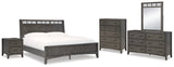 Montillan 7-Piece Queen Panel Bed with Mirrored Dresser, Chest and Nightstand (Queen Panel Footboard with Slats, Queen Panel Headboard, Queen/King Panel Rails, Dresser, Bedroom Mirror, Chest of Drawers, Nightstand)