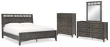 Montillan 6-Piece Queen Panel Bed with Mirrored Dresser and Chest (Queen Panel Footboard with Slats, Queen Panel Headboard, Queen/King Panel Rails, Dresser, Bedroom Mirror, Chest of Drawers)