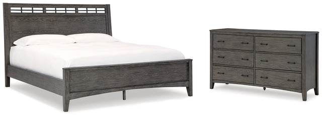 Montillan 4-Piece Queen Panel Bed with Dresser (Queen Panel Footboard with Slats, Queen Panel Headboard, Queen/King Panel Rails, Dresser)