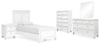 Fortman 7-Piece Twin Panel Bed with Mirrored Dresser, Chest and Nightstand (Twin Panel Footboard, Twin Panel Headboard, Twin/Full Panel Rails, Dresser, Bedroom Mirror, Chest of Drawers, Nightstand)