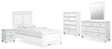 Fortman 8-Piece Twin Panel Bed with Mirrored Dresser, Chest and 2 Nightstands (Twin Panel Footboard, Twin Panel Headboard, Twin/Full Panel Rails, Dresser, Bedroom Mirror, Chest of Drawers, Nightstand, Nightstand)