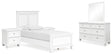 Fortman 7-Piece Twin Panel Bed with Mirrored Dresser and 2 Nightstands (Twin Panel Footboard, Twin Panel Headboard, Twin/Full Panel Rails, Dresser, Bedroom Mirror, Nightstand, Nightstand)
