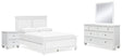 Fortman 6-Piece Queen Panel Bed with Mirrored Dresser and Nightstand (Queen Panel Footboard, Queen Panel Headboard, Queen/King Panel Rails, Dresser, Bedroom Mirror, Nightstand)